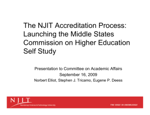 The NJIT Accreditation Process: Launching the Middle States Commission on Higher Education