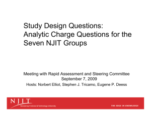 Study Design Questions: Analytic Charge Questions for the Seven NJIT Groups