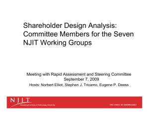 Shareholder Design Analysis: Committee Members for the Seven NJIT Working Groups