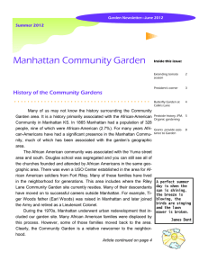 Manhattan Community Garden History of the Community Gardens
