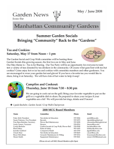 Summer Garden Socials Bringing “Community” Back to the “Gardens” Tea and Cookies: