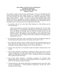 NEW JERSEY INSTITUTE OF TECHNOLOGY BOARD OF TRUSTEES MINUTES OF PUBLIC MEETING
