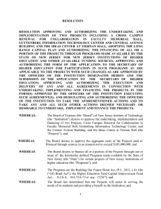 RESOLUTION RESOLUTION APPROVING AND AUTHORIZING THE UNDERTAKING AND