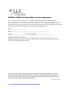 APPEAL FORM: NJ State Wide Transfer Agreement