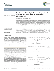 Copolymers of tetrahydrofuran and epoxidized vegetable oils: application to elastomeric † polyurethanes