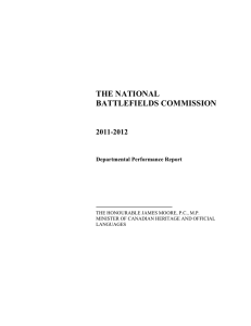 THE NATIONAL BATTLEFIELDS COMMISSION 2011-2012 Departmental Performance Report