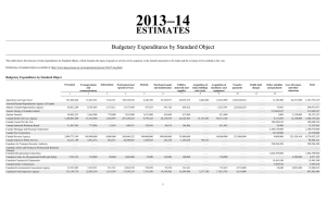2013–14 ESTIMATES Budgetary Expenditures by Standard Object