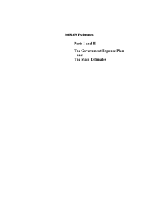 2008-09 Estimates  Parts I and II The Government Expense Plan