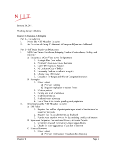 January 24, 2011 Working Group 3 Outline Chapter 6: Standard 6: Integrity