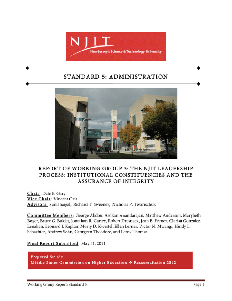 STANDARD 5: ADMINISTRATION