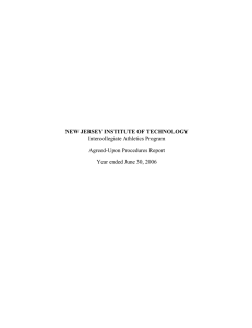 NEW JERSEY INSTITUTE OF TECHNOLOGY Intercollegiate Athletics Program Agreed-Upon Procedures Report