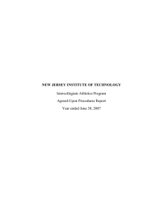 NEW JERSEY INSTITUTE OF TECHNOLOGY  Intercollegiate Athletics Program Agreed-Upon Procedures Report
