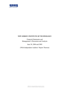 NEW JERSEY INSTITUTE OF TECHNOLOGY Financial Statements and Management’s Discussion and Analysis