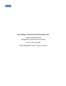 NEW JERSEY INSTITUTE OF TECHNOLOGY Financial Statements and Management’s Discussion and Analysis