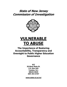 VULNERABLE TO ABUSE State of New Jersey Commission of Investigation