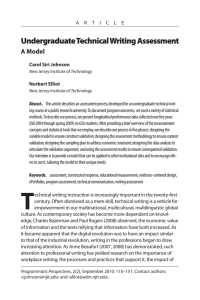 Undergraduate Technical Writing Assessment A Model