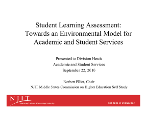 Student Learning Assessment: Towards an Environmental Model for Academic and Student Services
