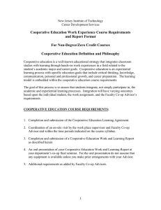 Cooperative Education Work Experience Course Requirements and Report Format