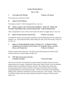 Faculty Meeting Minutes May 11, 2011 I. Convening of the Meeting