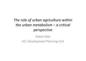 The role of urban agriculture within perspective Robert Biel