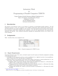 Laboratory Work in Programming of Parallel Computers TDDC78