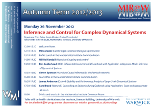 Autumn Term 2012/2013 Inference and Control for Complex Dynamical Systems