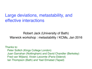 Large deviations, metastability, and effective interactions Robert Jack (University of Bath)