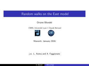 Random walks on the East model Oriane Blondel Warwick, January 2016