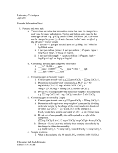 Laboratory Techniques Agri 201  Formula Information Sheet