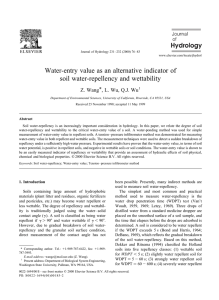 Water-entry value as an alternative indicator of soil water-repellency and wettability