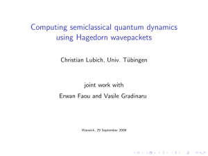 Computing semiclassical quantum dynamics using Hagedorn wavepackets Christian Lubich, Univ. T¨ ubingen
