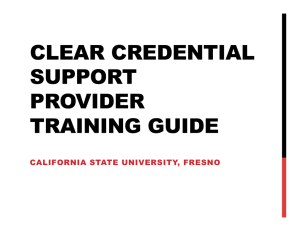 CLEAR CREDENTIAL SUPPORT PROVIDER TRAINING GUIDE