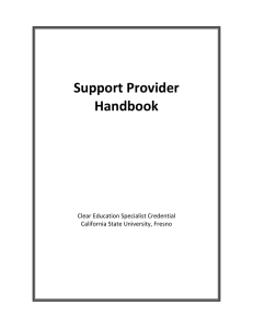 Support Provider Handbook  Clear Education Specialist Credential