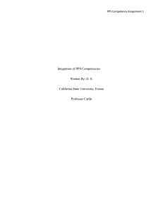 Integration of PPS Competencies Written By: D. S. California State University, Fresno