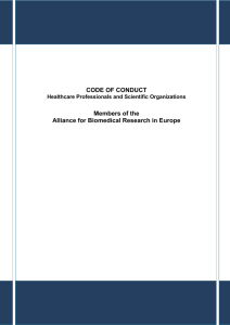 CODE OF CONDUCT Members of the Alliance for Biomedical Research in Europe