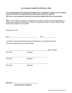 M.S. GUIDANCE COMMITTEE APPROVAL FORM
