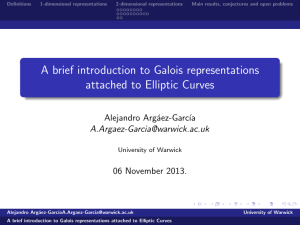 Definitions 1-dimensional representations 2-dimensional representations Main results, conjectures and open problems