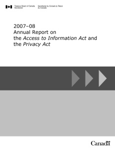 2007–08 Annual Report on Access to Information Act Privacy Act