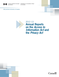 Annual Reports on the Access to Information Act and the Privacy Act