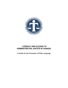 LITERACY AND ACCESS TO ADMINISTRATIVE JUSTICE IN CANADA: