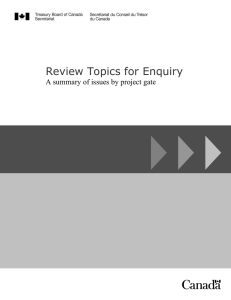 Review Topics for Enquiry  A summary of issues by project gate