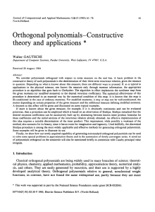 Orthogonal  polynomials-Constructive theory  and  applications  * Walter GAUTSCHI