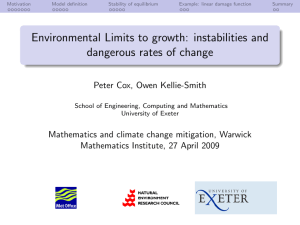 Environmental Limits to growth: instabilities and dangerous rates of change