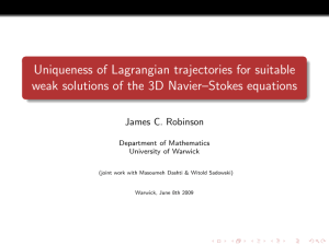 Uniqueness of Lagrangian trajectories for suitable James C. Robinson Department of Mathematics