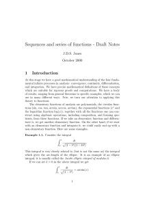 Sequences and series of functions - Draft Notes 1 Introduction J.D.S. Jones