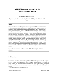 A Field Theoretical Approach to the Quasi-Continuum Method
