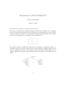 Introduction to Rational Billiards II Talk by John Smillie August 21, 2007