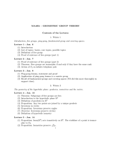 MA4H4 - GEOMETRIC GROUP THEORY Contents of the Lectures 1. Week 1