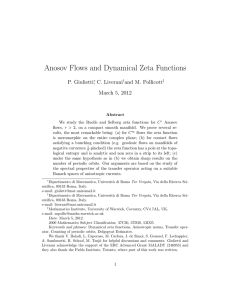 Anosov Flows and Dynamical Zeta Functions P. Giulietti , C. Liverani