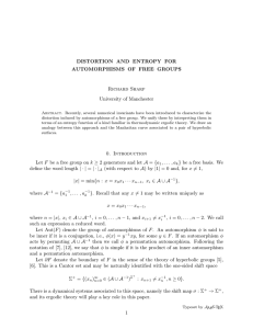 DISTORTION AND ENTROPY FOR AUTOMORPHISMS OF FREE GROUPS Richard Sharp University of Manchester